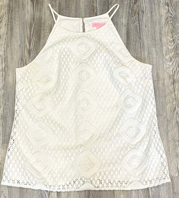 Lilly Pulitzer Tops - Lilly Pulitzer White Rayanne Crocheted Lace Halter Top Large